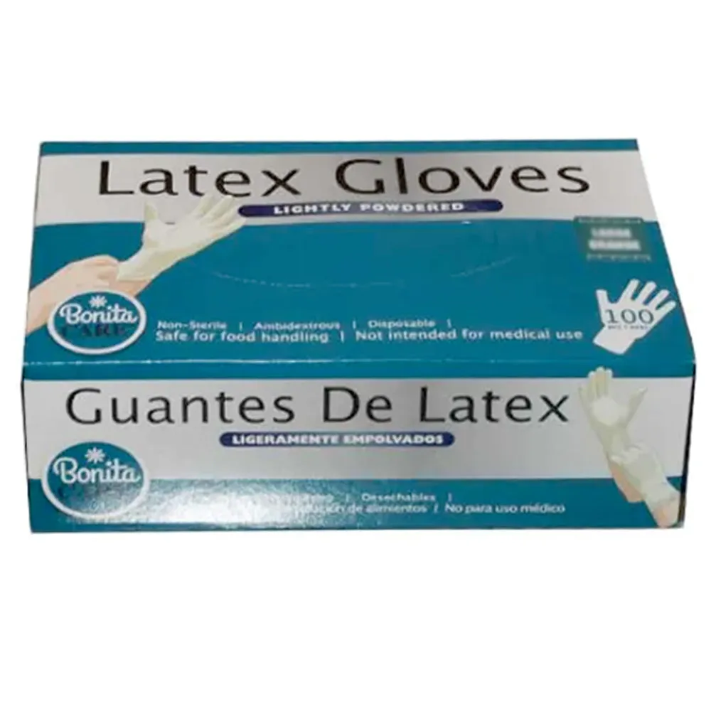 100 Medium Disposable Latex Gloves Lightly Powdered Prep Cook Food Cleaning Auto Medium