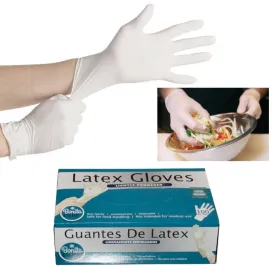 100 Medium Disposable Latex Gloves Lightly Powdered Prep Cook Food Cleaning Auto Medium