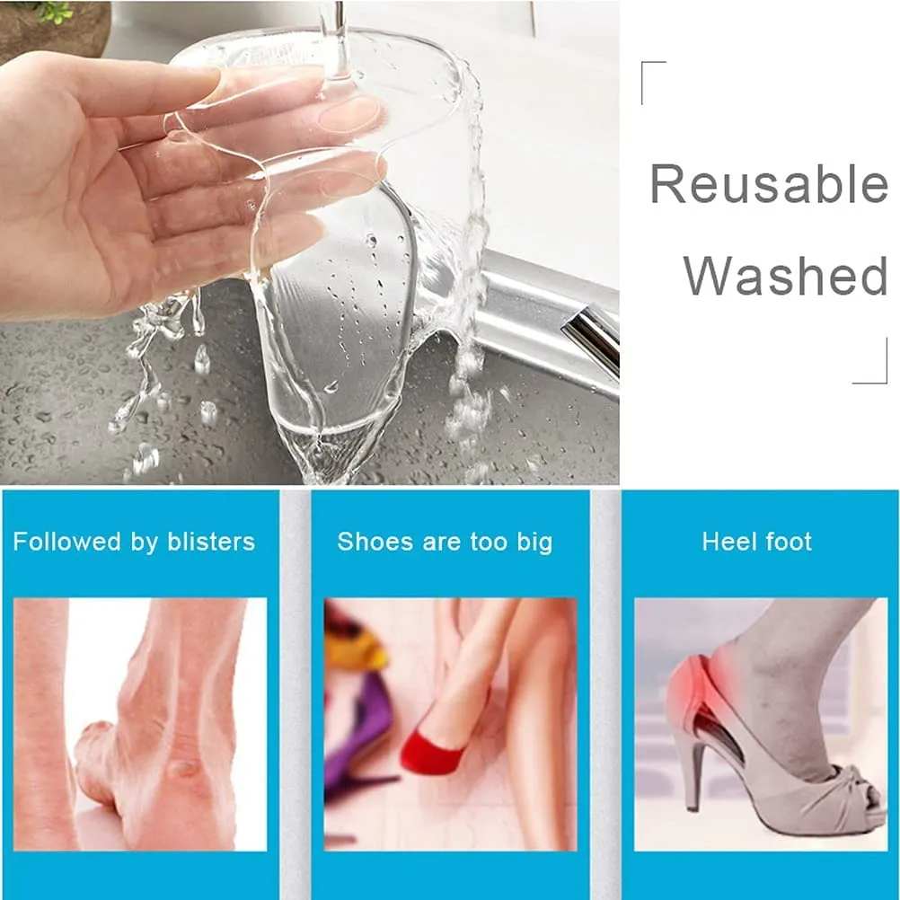 12 Pcs Heel Cushion Pads, Self-Adhesive Heel Grips Heel Protectors Gel Shoe Inserts Liners Pads Insoles Stickers for Women Men Ladies Shoes(Black, Clear, Beige)