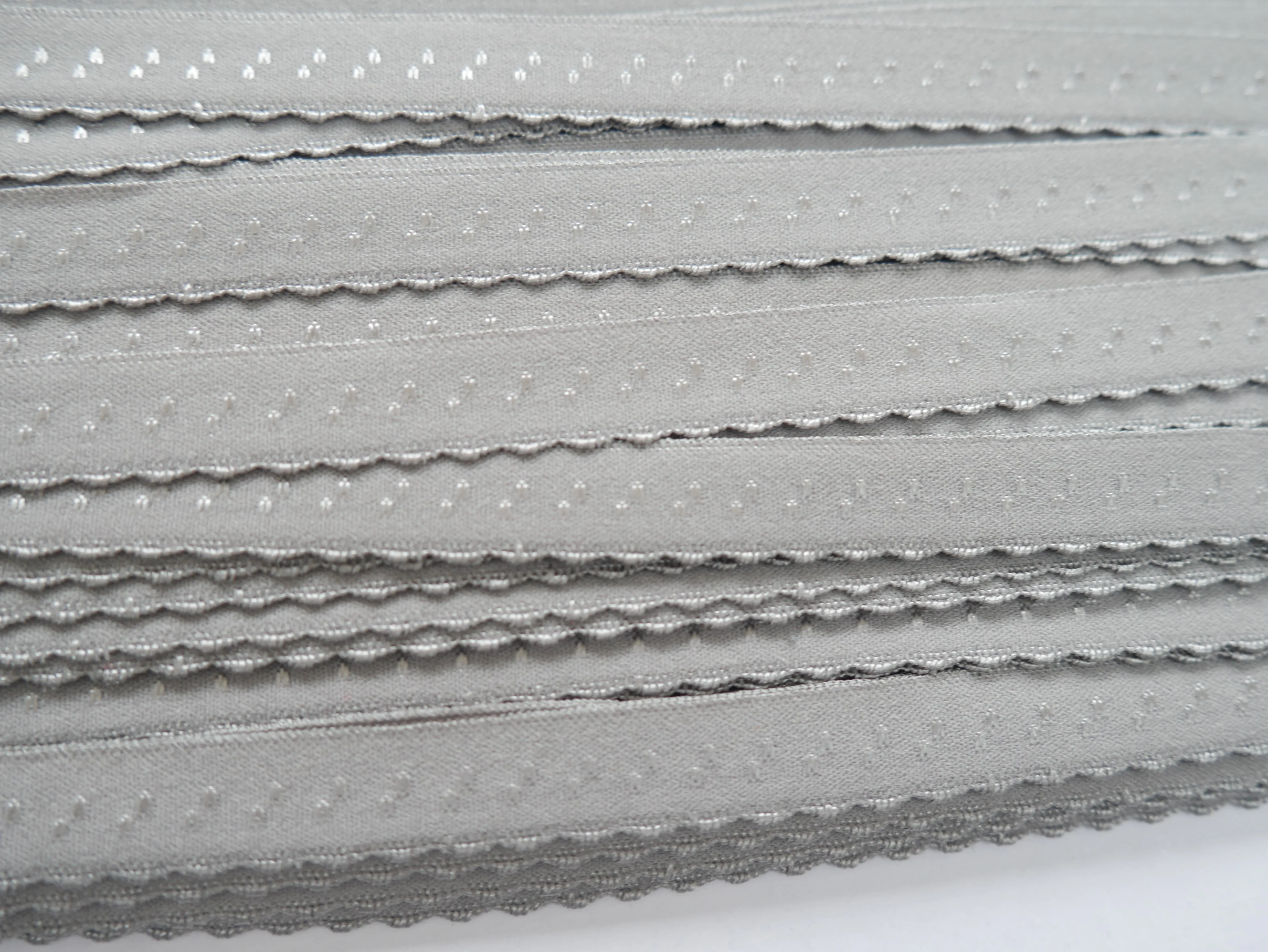 12mm Scalloped Fold Over Elastic - Grey