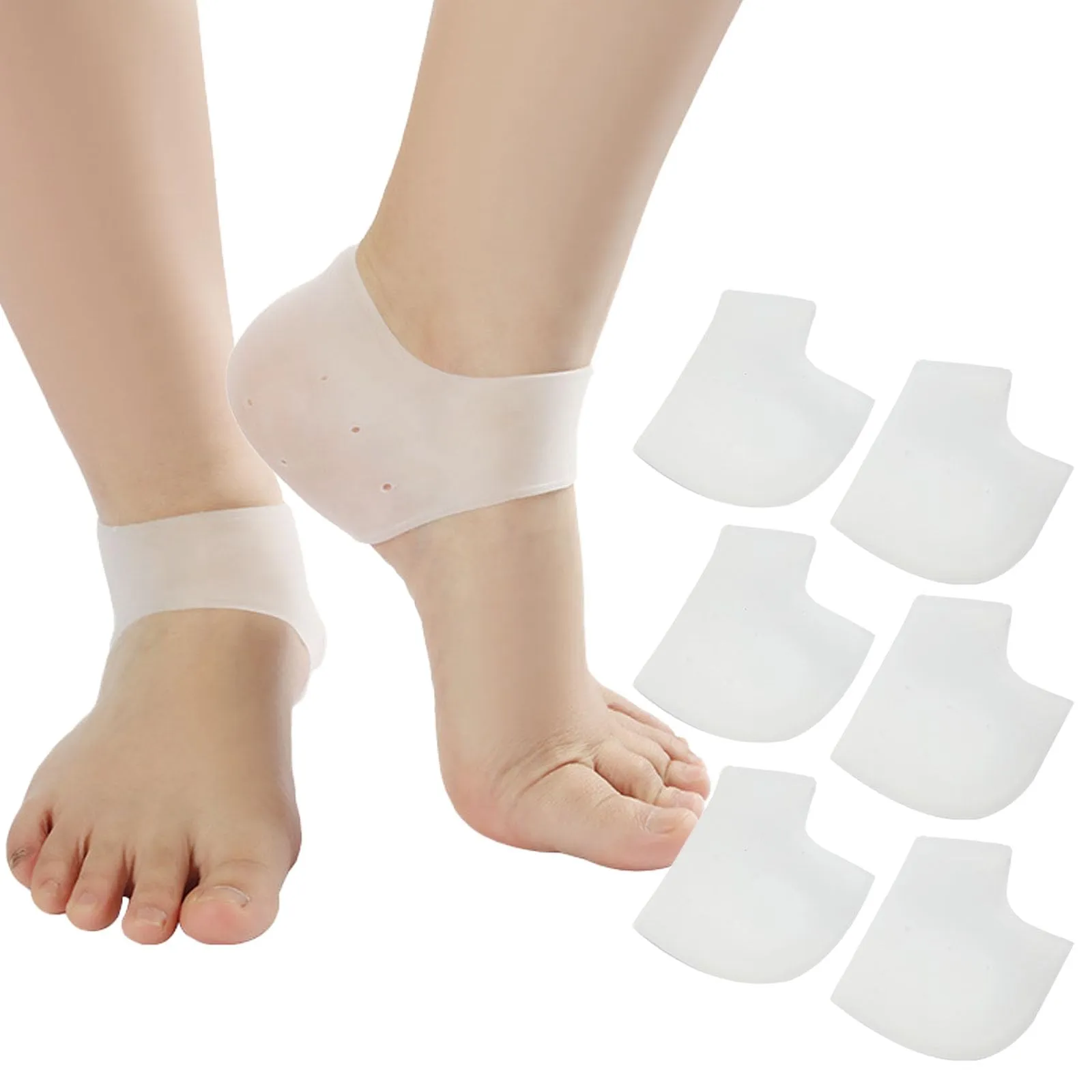 3 pairs of gel heel protection silicone pads, heel pads for shoes, heel sleeves plantar fasciitis inserts, suitable for heel spurs, plantar fasciitis, heel pain, dry cracks and other symptoms