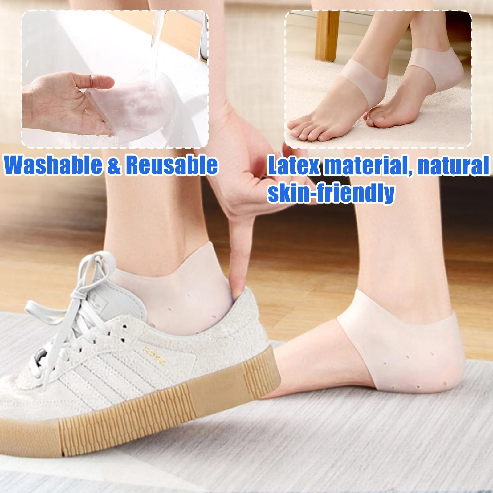 3 pairs of gel heel protection silicone pads, heel pads for shoes, heel sleeves plantar fasciitis inserts, suitable for heel spurs, plantar fasciitis, heel pain, dry cracks and other symptoms