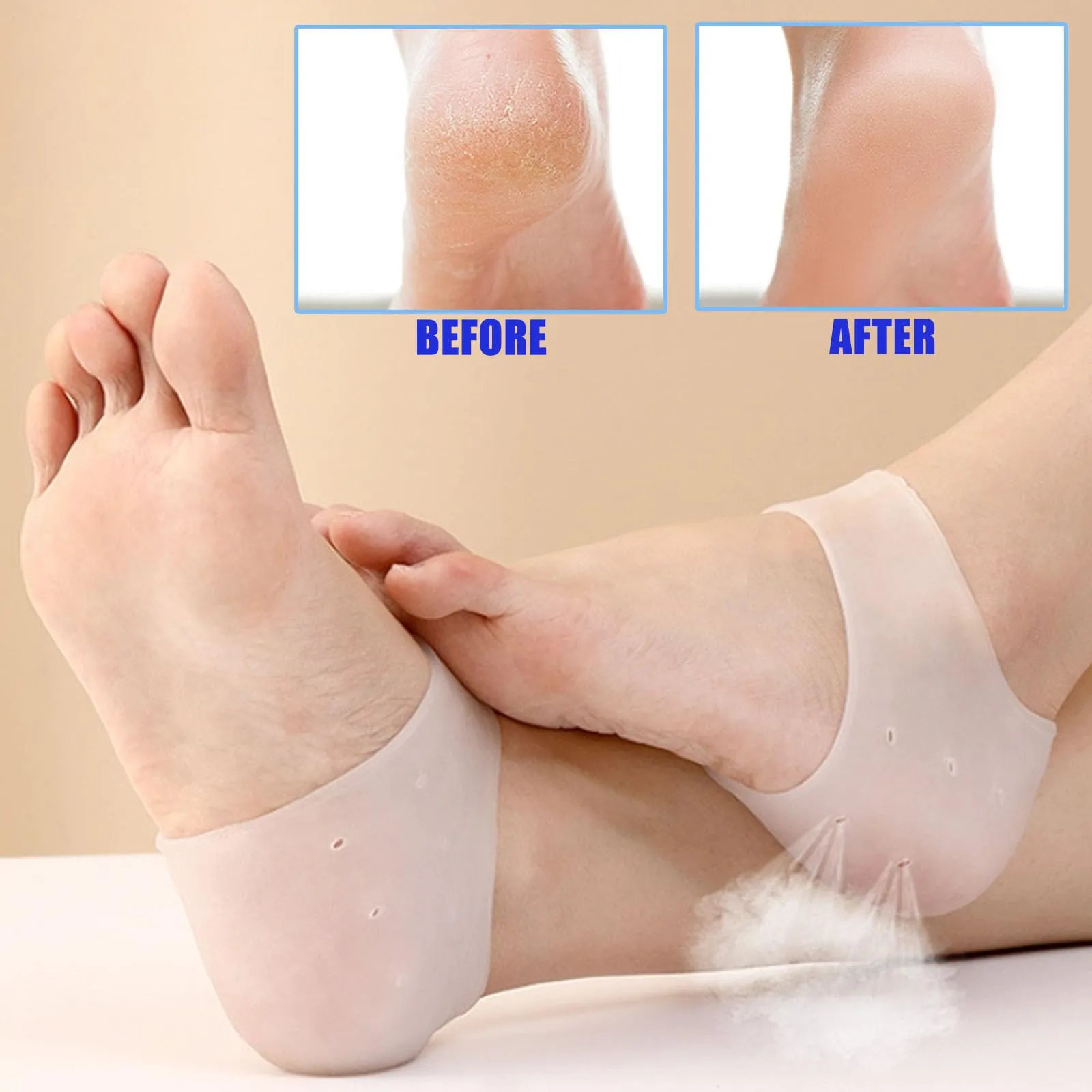 3 pairs of gel heel protection silicone pads, heel pads for shoes, heel sleeves plantar fasciitis inserts, suitable for heel spurs, plantar fasciitis, heel pain, dry cracks and other symptoms