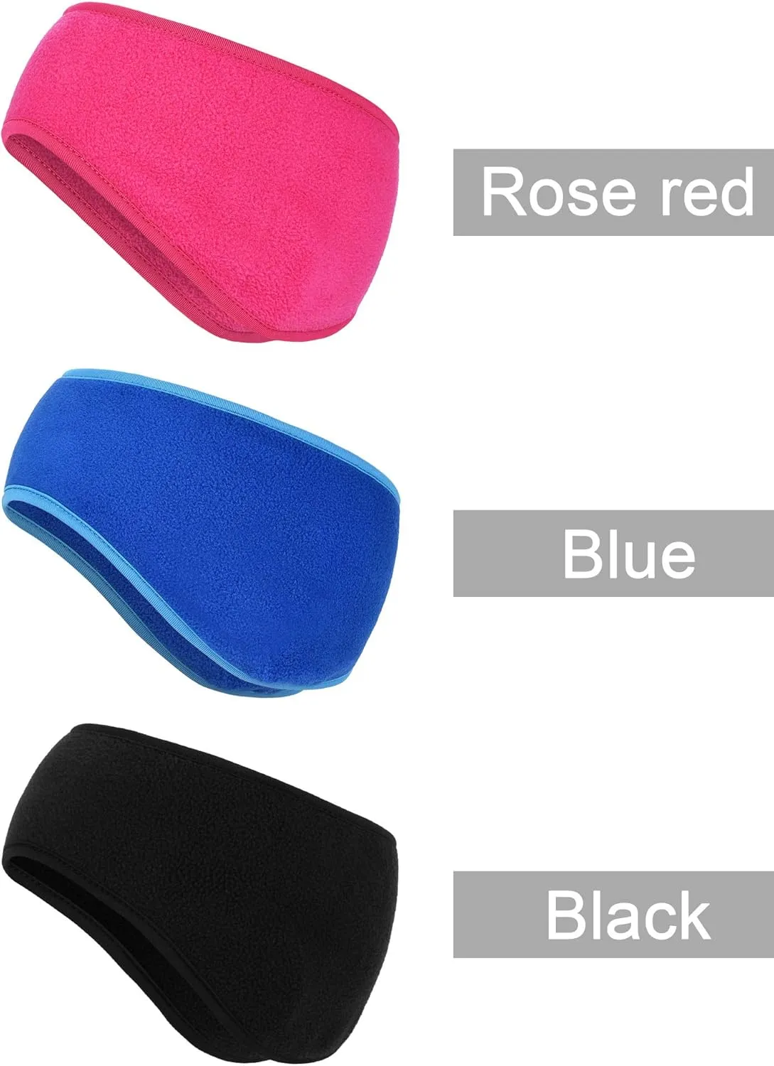 BBTO 3 Pcs Ear Warmer Fleece Headbands Ear Muffs Winter Running Gear for Women Men Adult