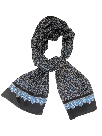 Bordeaux Paisley 100% Silk Scarf 157 x 27 cm