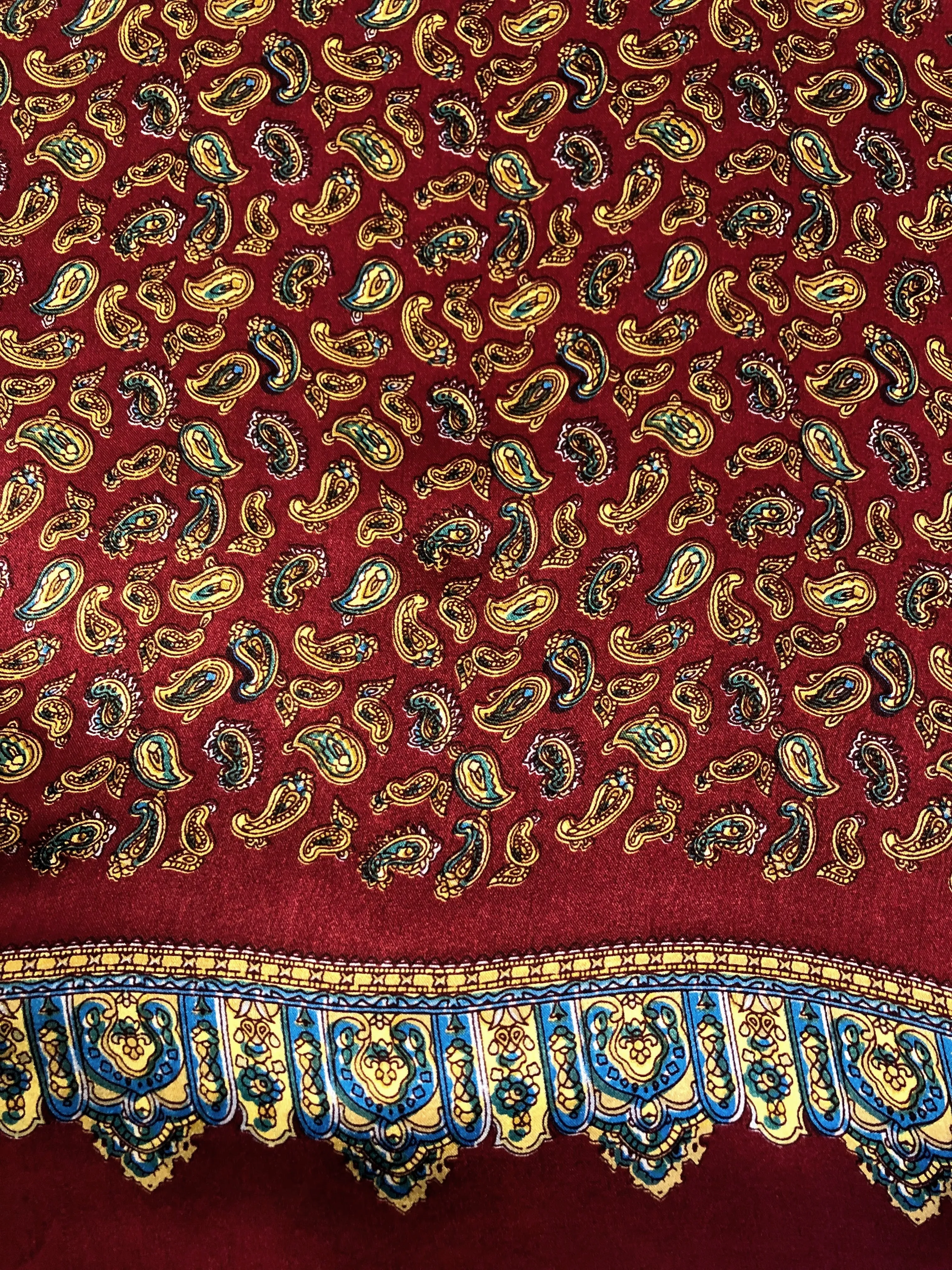 Bordeaux Paisley 100% Silk Scarf 157 x 27 cm