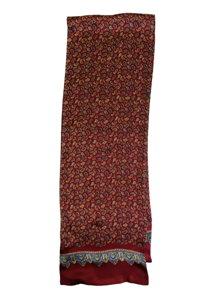 Bordeaux Paisley 100% Silk Scarf 157 x 27 cm