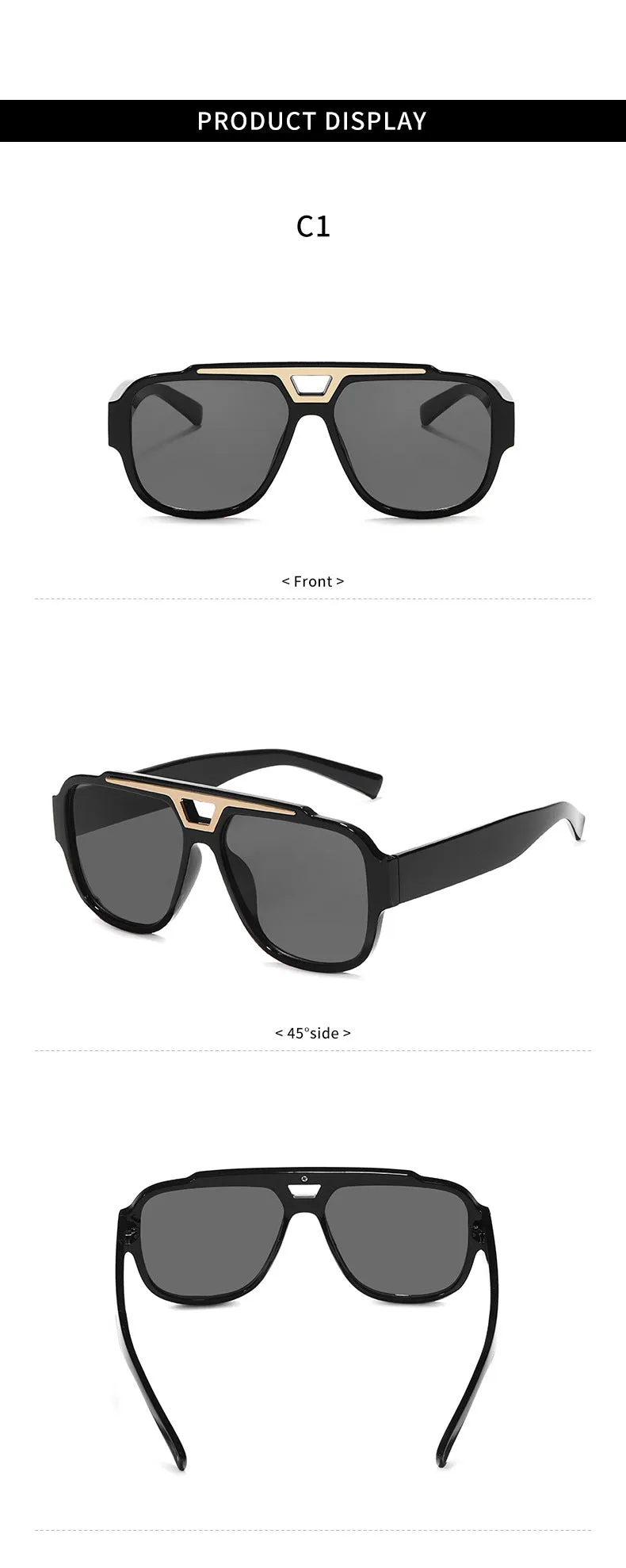 Chic Square-Frame UV400 Sunglasses - 2024 Fashion Trends with RX Customization