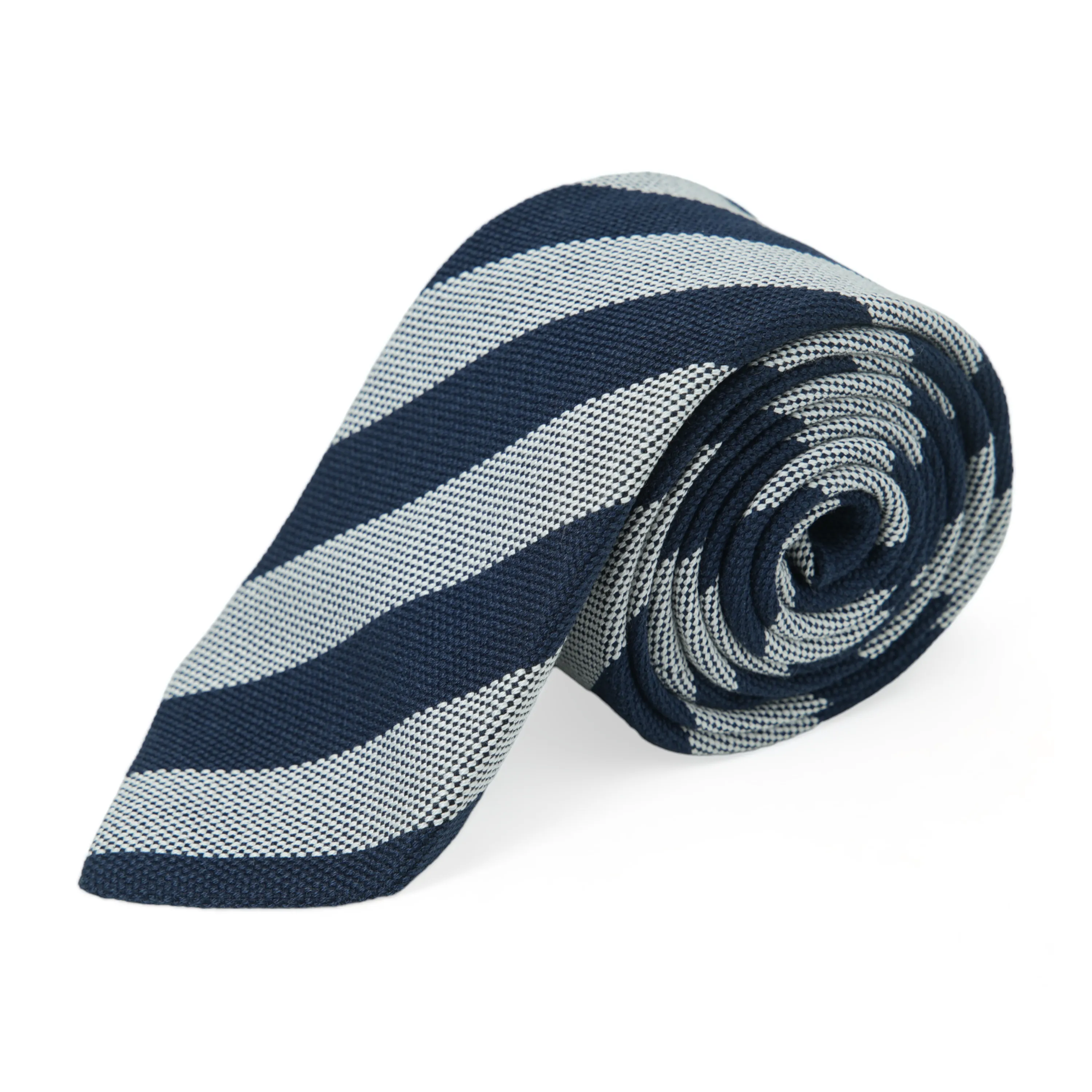 Chokore Spot On - Pocket Square &  Stripes (Navy & Silver) Necktie