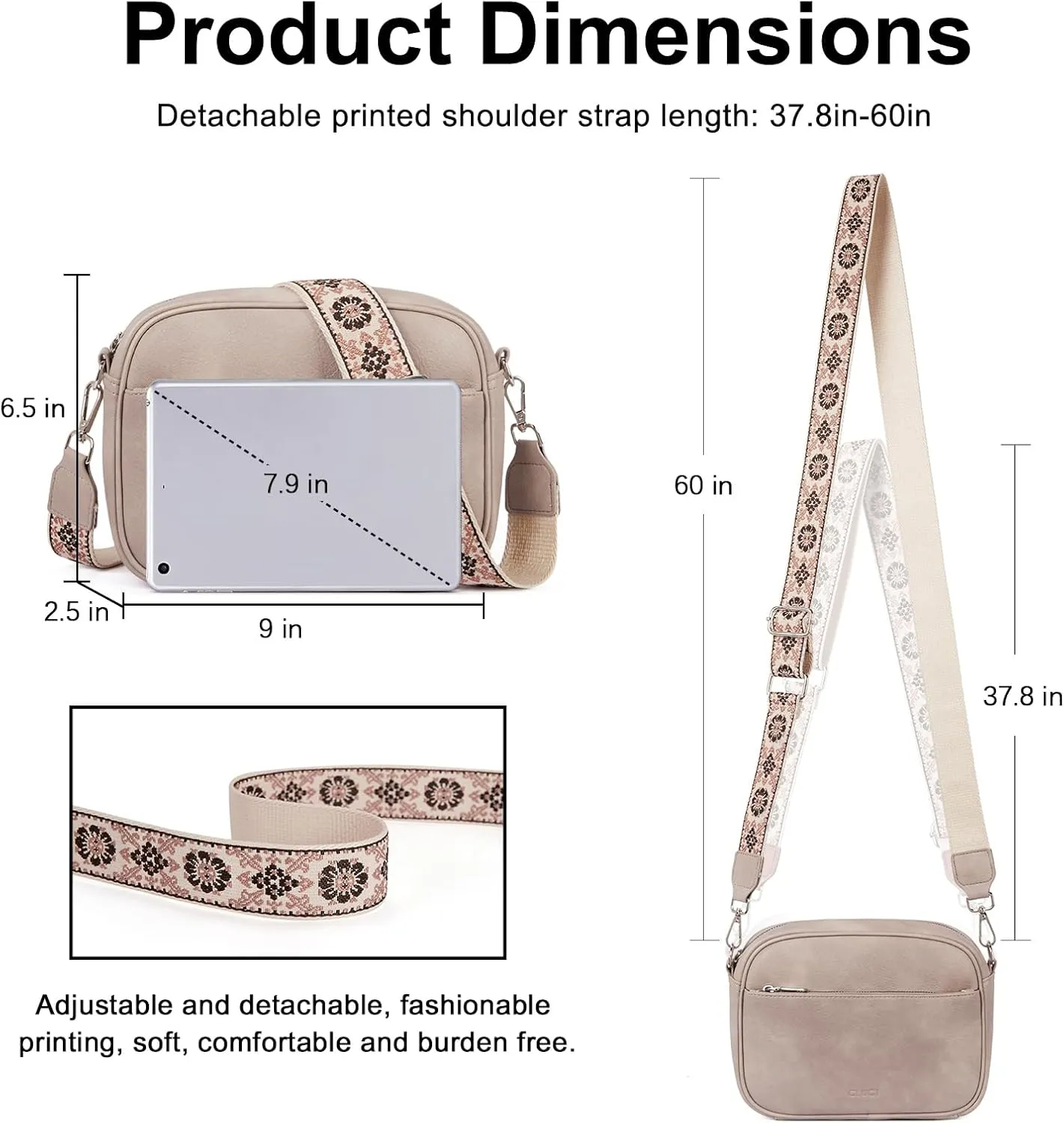 CLUCI Crossbody Bags for Women, Vegan Leather Shoulder HandbagsPurses for Women with Adjustable Wide Strap