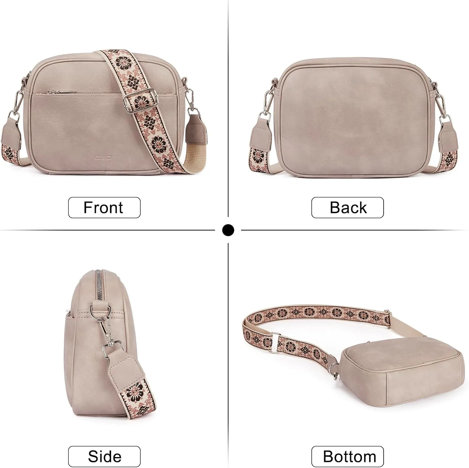 CLUCI Crossbody Bags for Women, Vegan Leather Shoulder HandbagsPurses for Women with Adjustable Wide Strap
