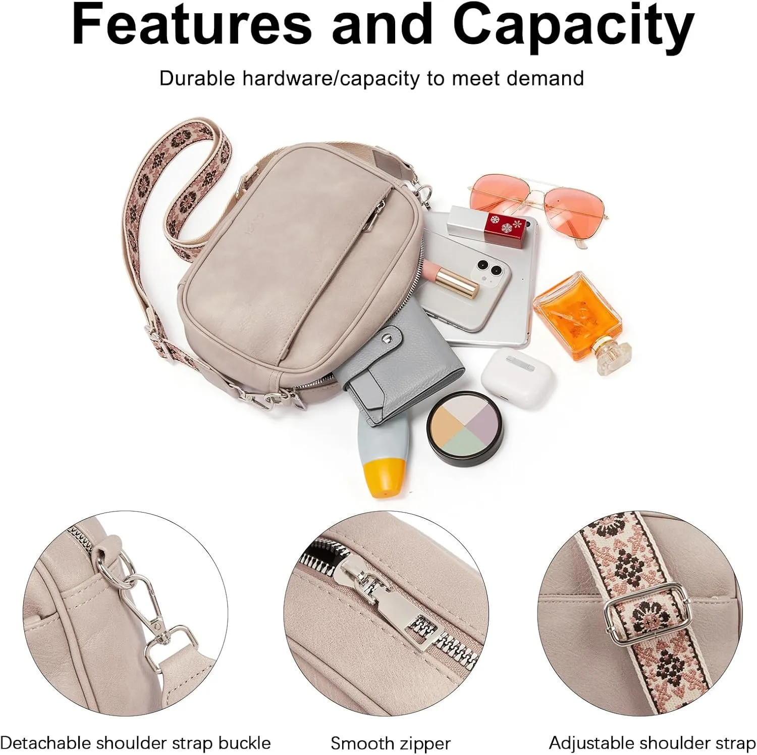 CLUCI Crossbody Bags for Women, Vegan Leather Shoulder HandbagsPurses for Women with Adjustable Wide Strap