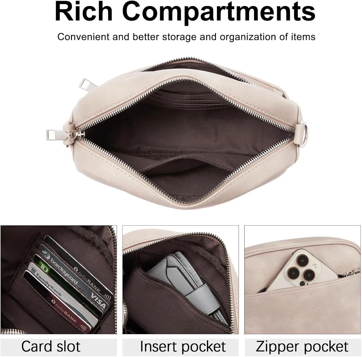 CLUCI Crossbody Bags for Women, Vegan Leather Shoulder HandbagsPurses for Women with Adjustable Wide Strap