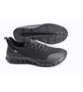 D555 Kingsize Hands Free Shoes For Men With Knitted Top & Faux Elastic Laces (ALFRETON 1) - Black, 12-15