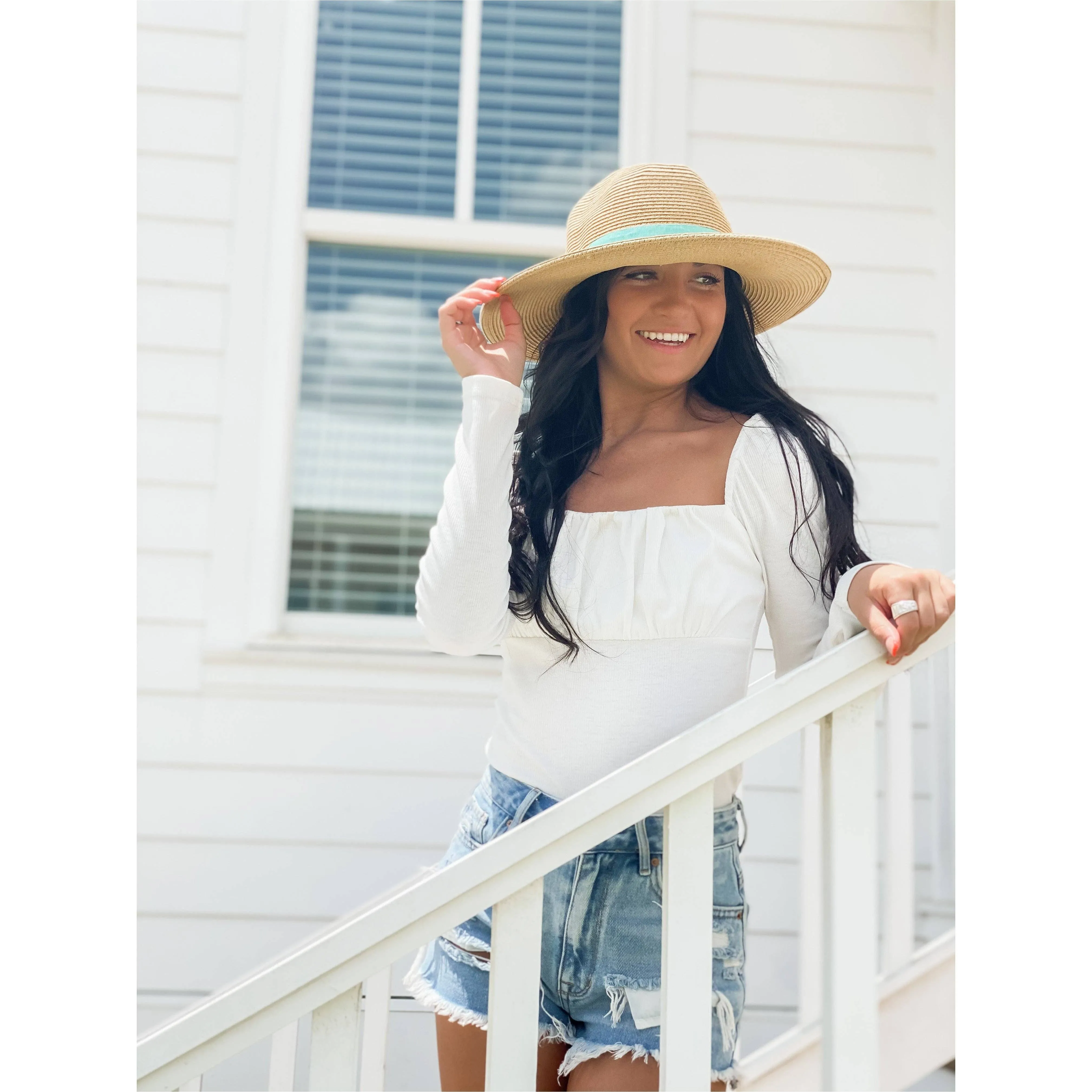 Dark Natural Brim Hat With Color Trim