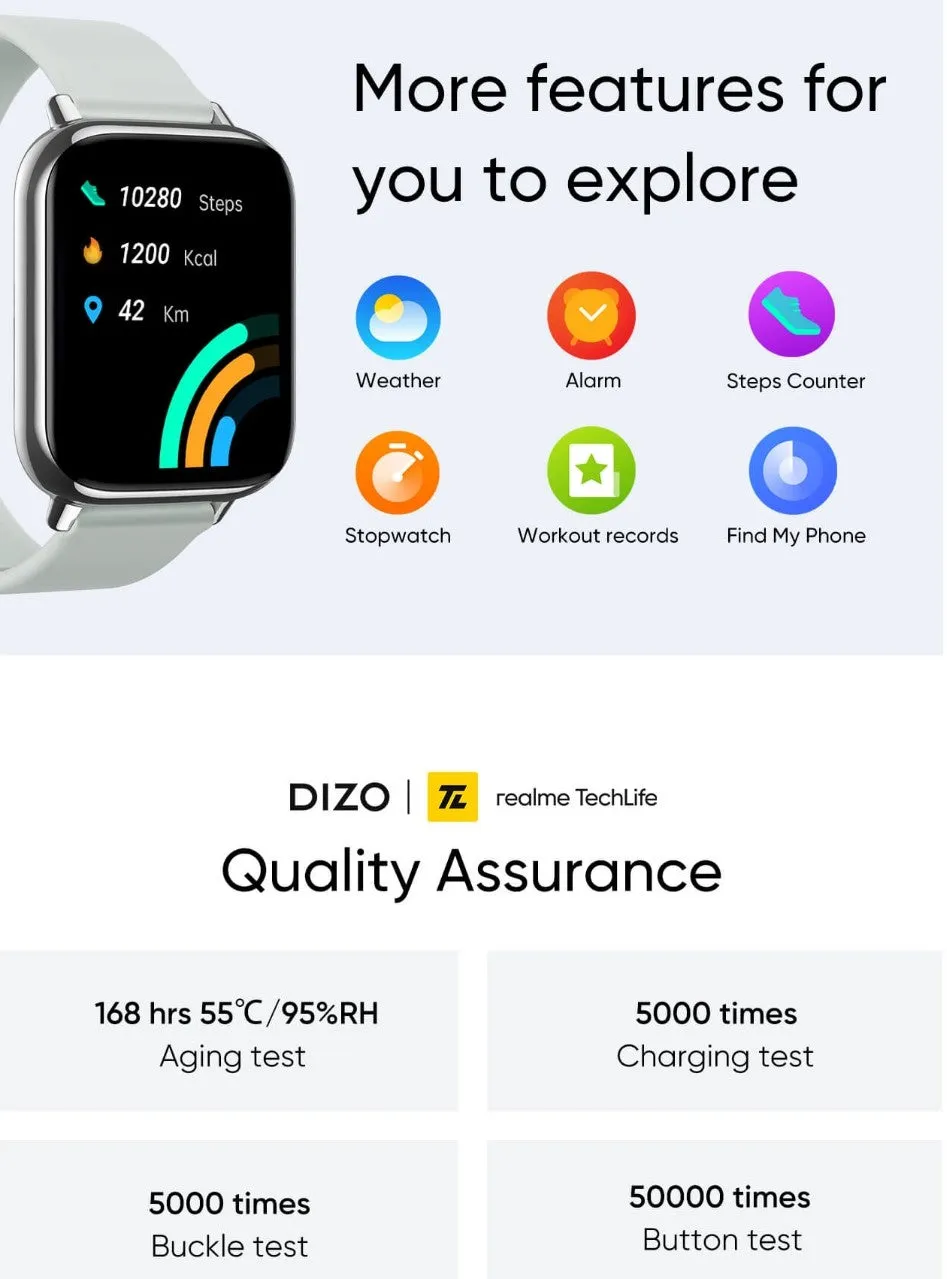 DIZO Watch 2 by realme Techlife Smart Watch - 1 Year Warranty
