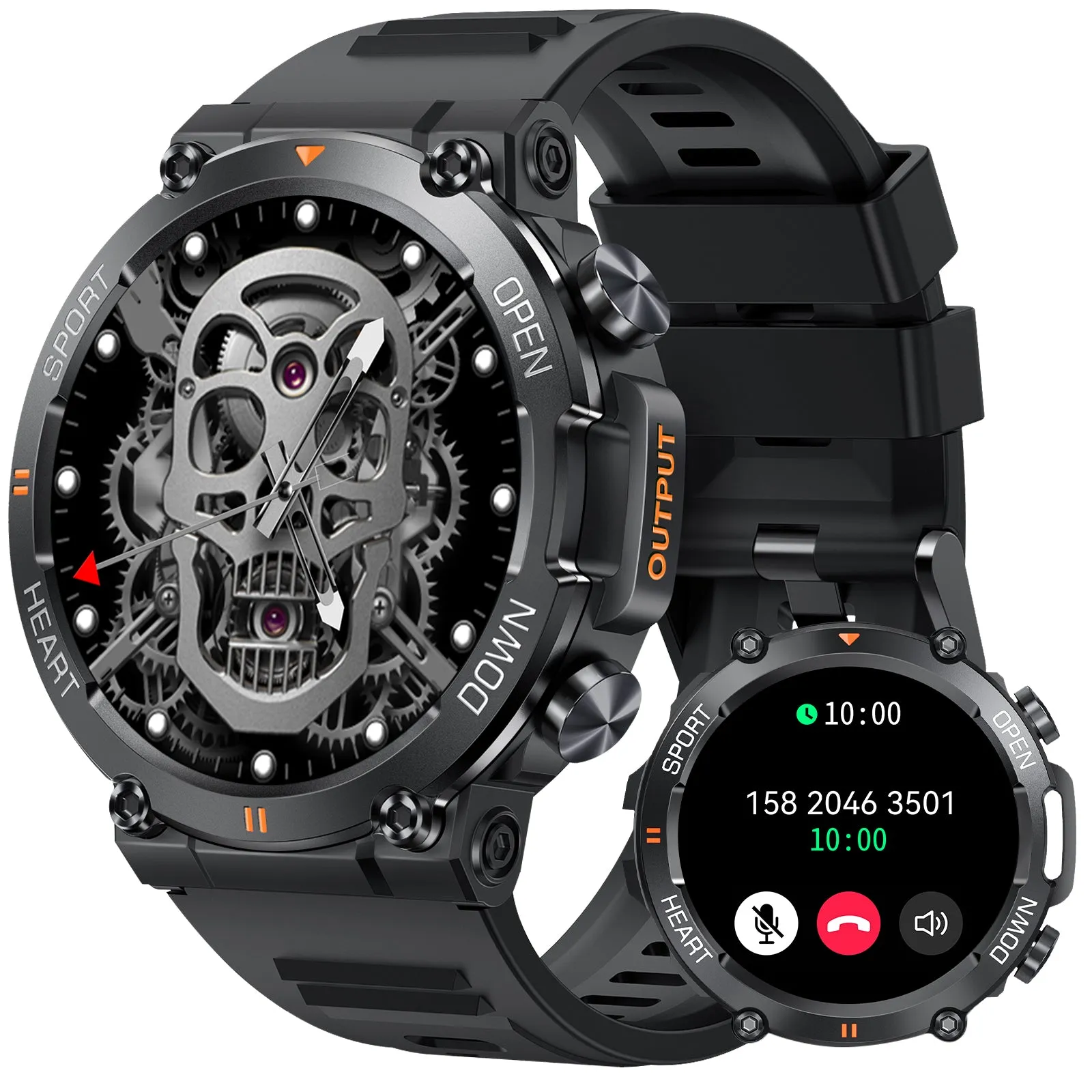 EIGIIS Military Smart Watch for Men Answer Make Calls Message Notification 1.39" HD Full Touch Smartwatch Fitness Tracker Watch Heart Rate Monitor Sleep Monitor Step Counter Sports Watch for iPhone Android