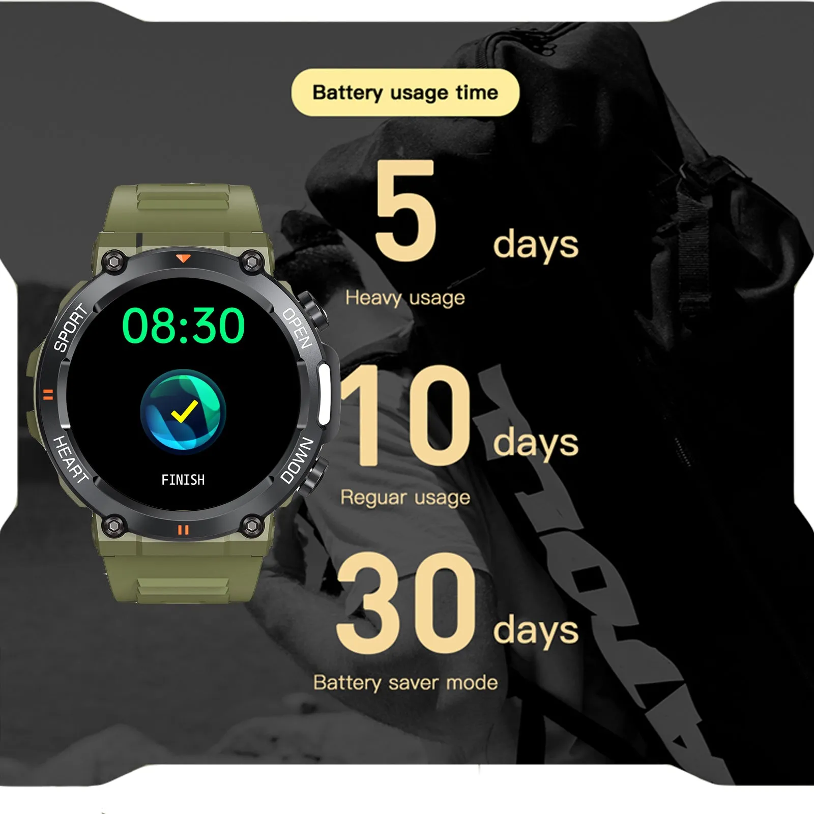 EIGIIS Military Smart Watch for Men Answer Make Calls Message Notification 1.39" HD Full Touch Smartwatch Fitness Tracker Watch Heart Rate Monitor Sleep Monitor Step Counter Sports Watch for iPhone Android