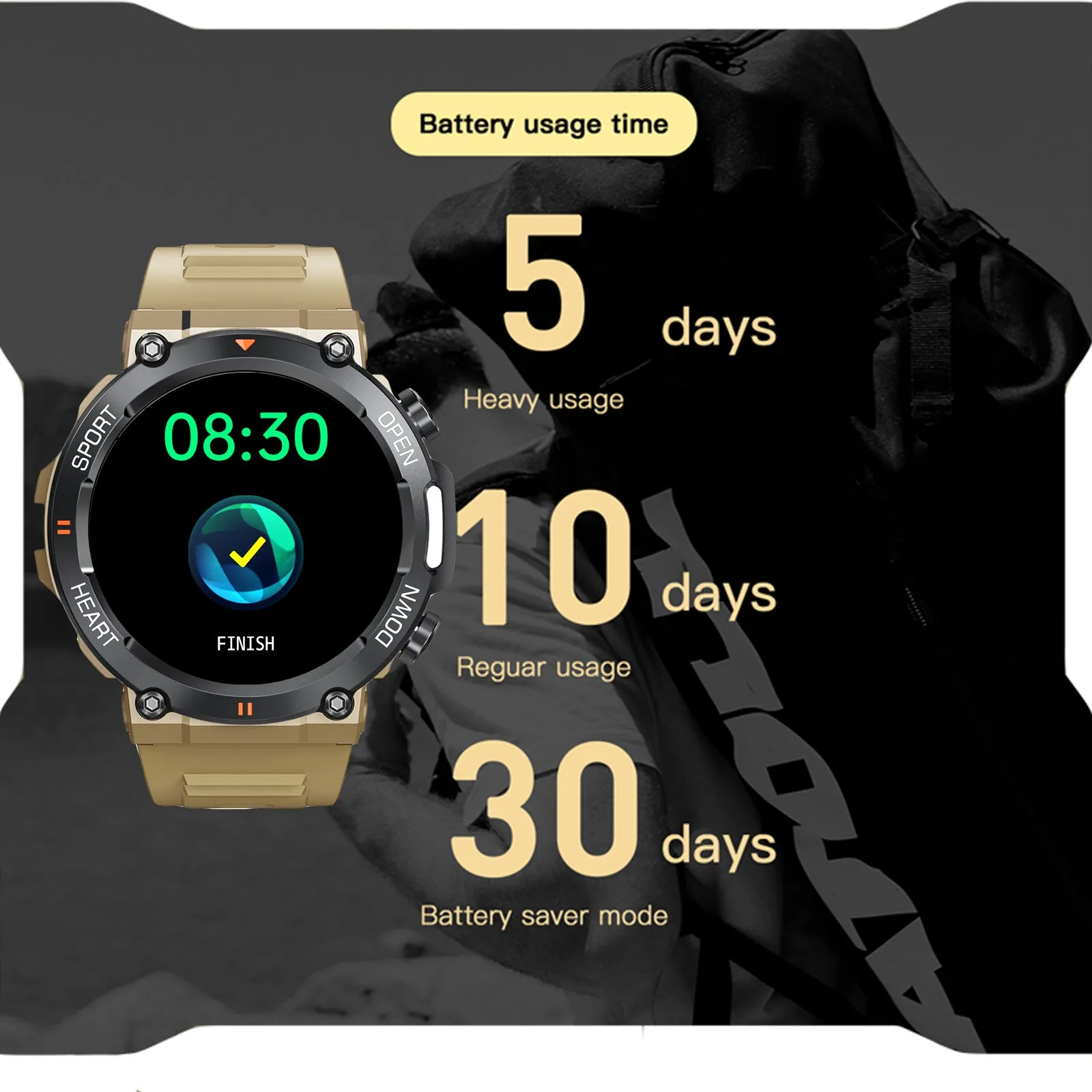 EIGIIS Military Smart Watch for Men Answer Make Calls Message Notification 1.39" HD Full Touch Smartwatch Fitness Tracker Watch Heart Rate Monitor Sleep Monitor Step Counter Sports Watch for iPhone Android