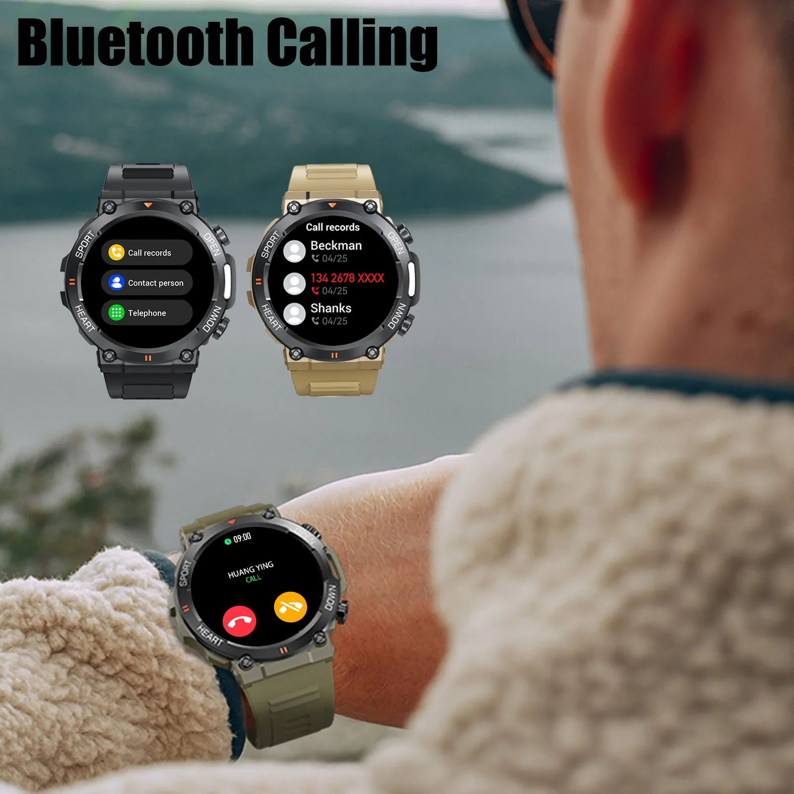 EIGIIS Military Smart Watch for Men Answer Make Calls Message Notification 1.39" HD Full Touch Smartwatch Fitness Tracker Watch Heart Rate Monitor Sleep Monitor Step Counter Sports Watch for iPhone Android