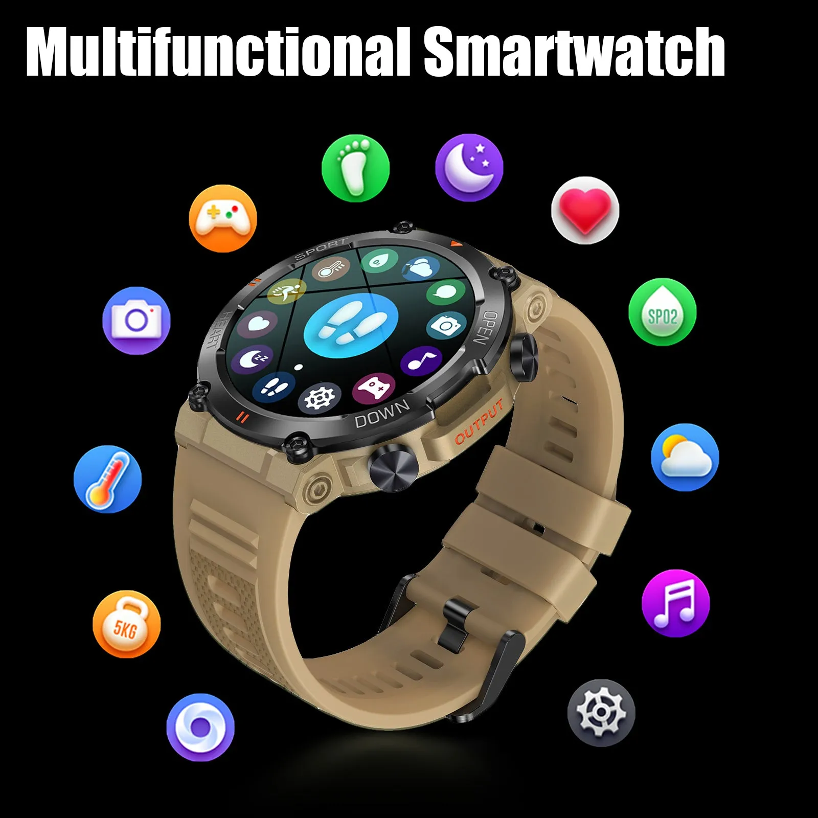 EIGIIS Military Smart Watch for Men Answer Make Calls Message Notification 1.39" HD Full Touch Smartwatch Fitness Tracker Watch Heart Rate Monitor Sleep Monitor Step Counter Sports Watch for iPhone Android