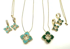 Genuine Stone Clover Necklace