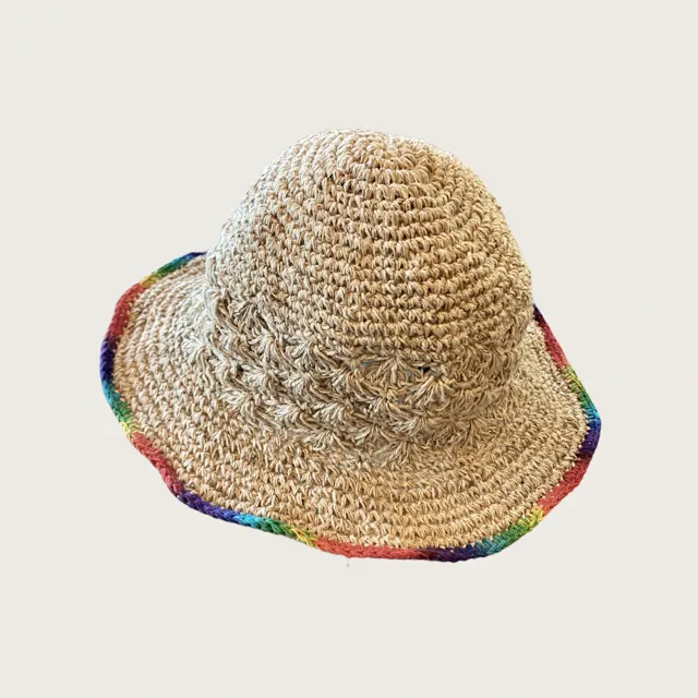 Hemp Crochet Sun Hat - Rainbow