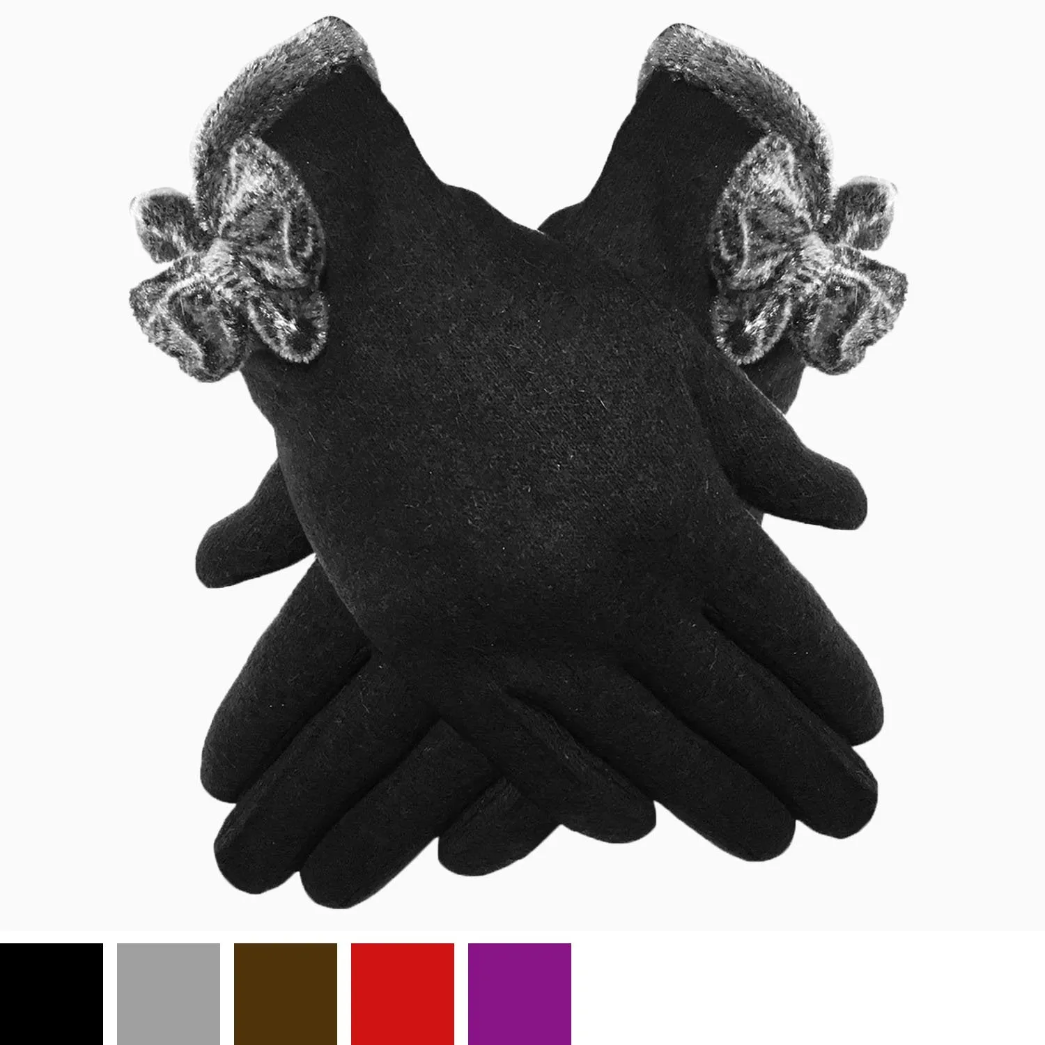 Luxury Stylish Soft Wool Rich Gloves with Bow