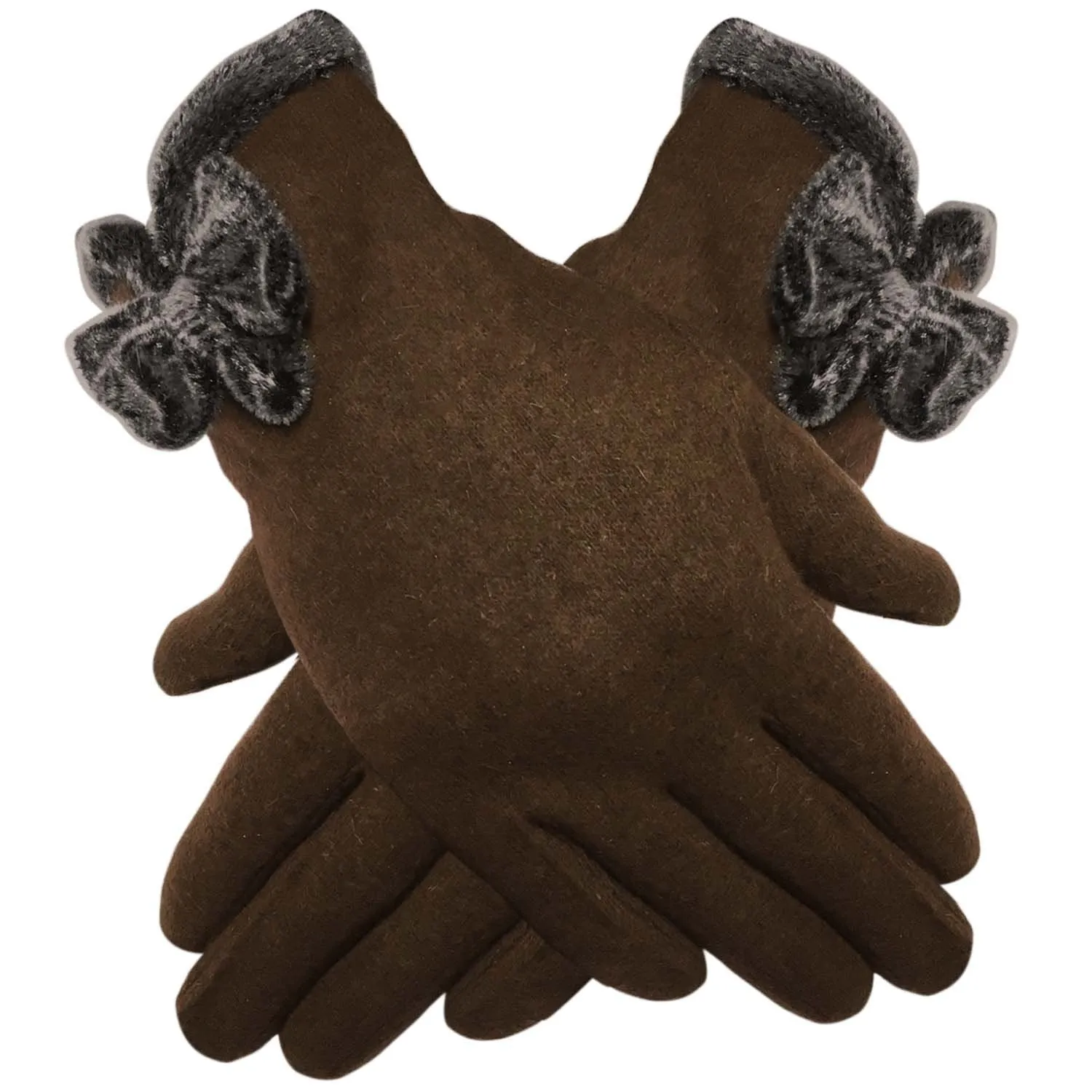 Luxury Stylish Soft Wool Rich Gloves with Bow