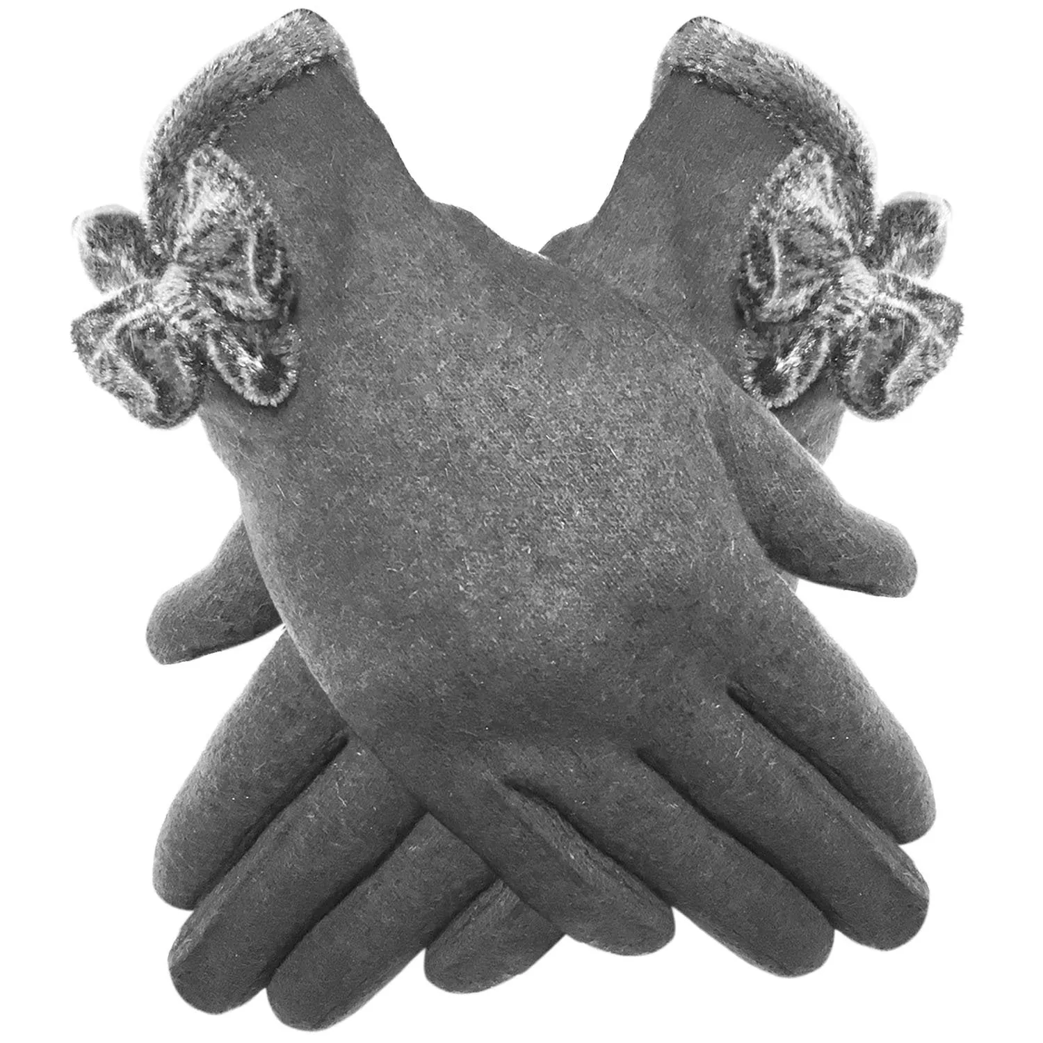 Luxury Stylish Soft Wool Rich Gloves with Bow