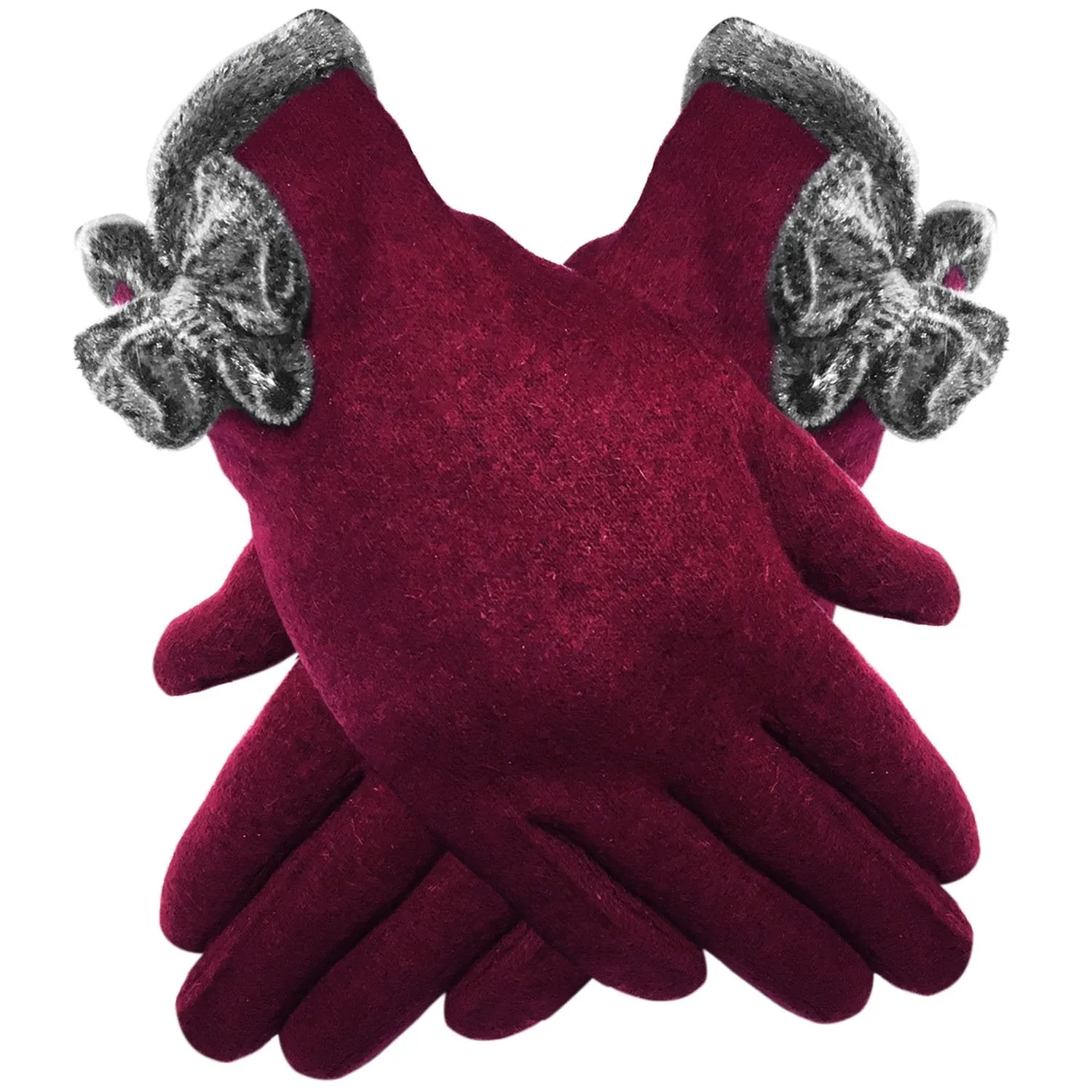 Luxury Stylish Soft Wool Rich Gloves with Bow