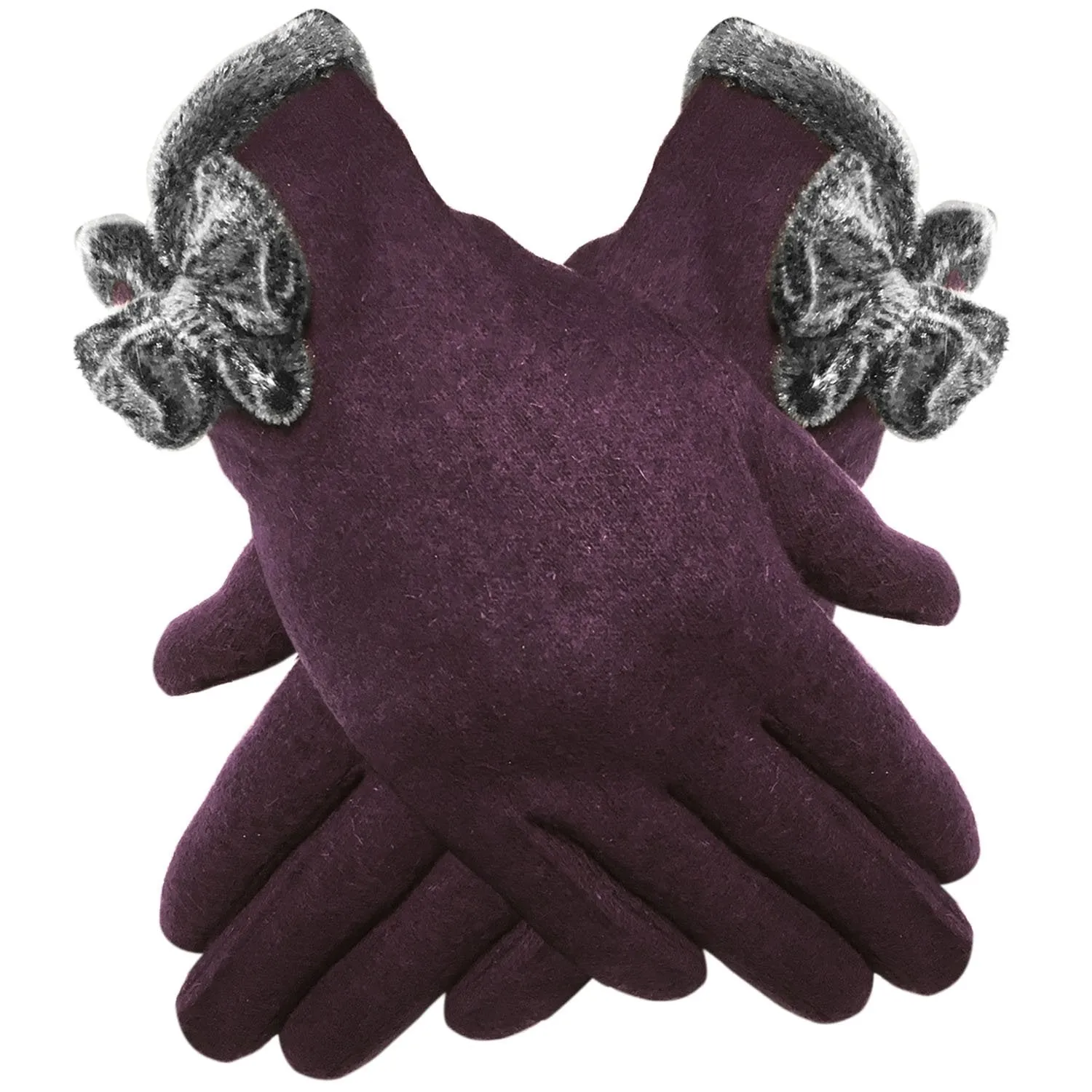 Luxury Stylish Soft Wool Rich Gloves with Bow