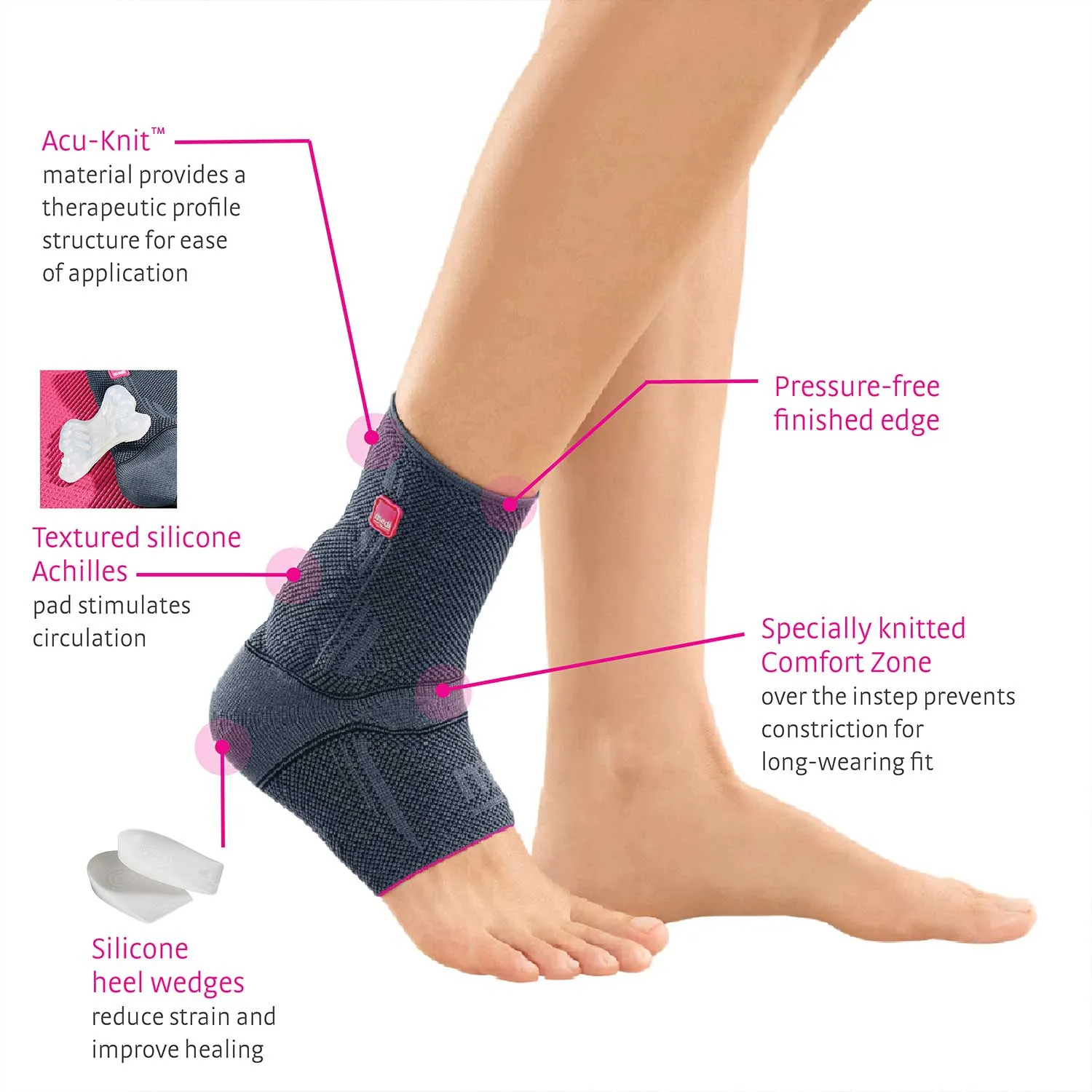 medi Achimed Ankle Tendon Support w/Anatomically Shaped Silicone Inserts