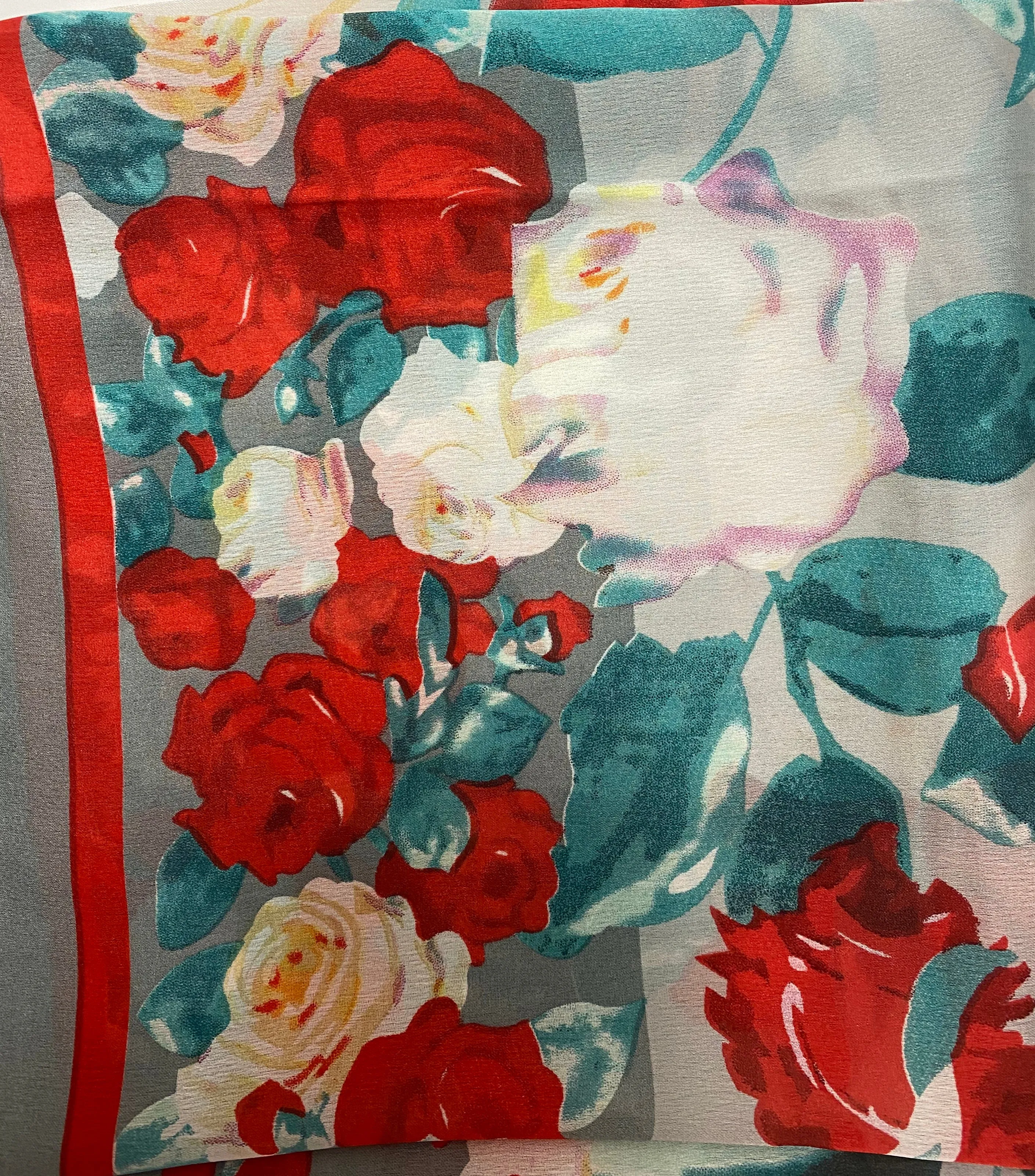 Multi Flower Silk Scarf