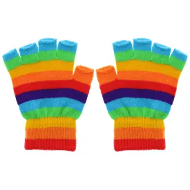 Multicoloured Rainbow Stripe Fingerless Gloves