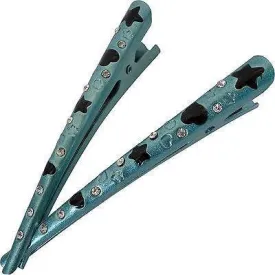 Pair of Blue Crystal Hair Beak Clips Concorde Grips Claws Barrettes Accessories