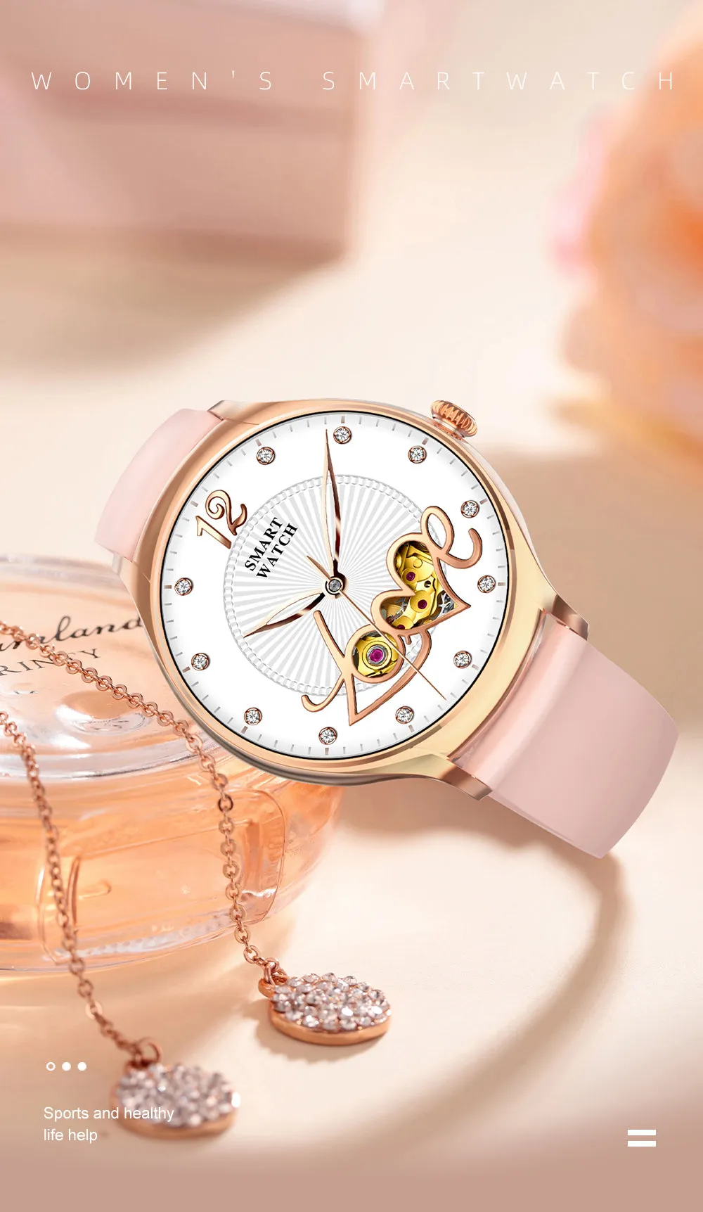 Smart Watch for Women Bluetooth Make/Answer Call Waterproof Sports Smartwatch Compatible with iPhone Android Phone 1.39" HD Color Screen Fitness Tracker with Heart Rate Monitor Pedometer Sleep Tracker