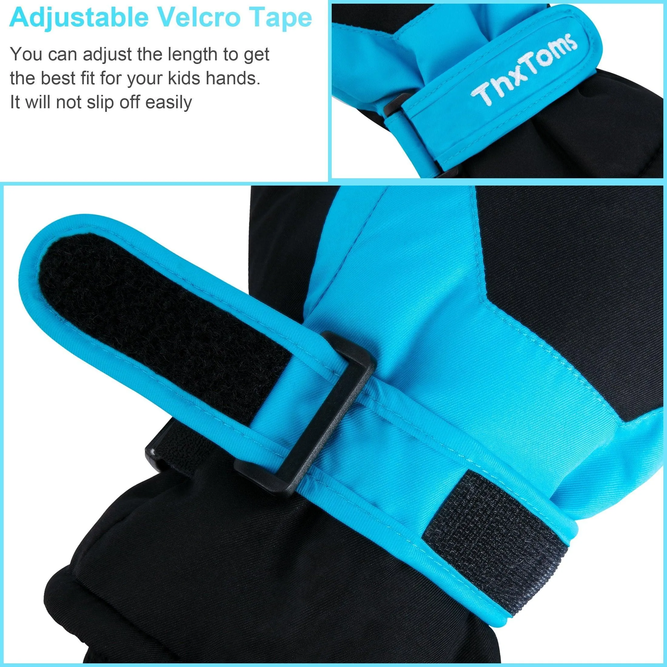 ThxToms Kids Winter Gloves Waterproof Ski Snow Snowboard Gloves for Ourdoor Sports, Boys and Girls Cold Weather Gloves