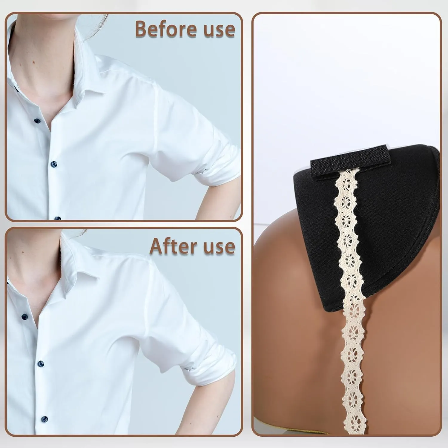 TIESOME 2 Pairs Shoulder Pads, Thickening 1.5cm Foam Shoulder Pads for Women Clothing Breathable Set-in High Low Shoulders Pad for Sloping High Low Shoulders Blazer Suit T-Shirt (White Black)