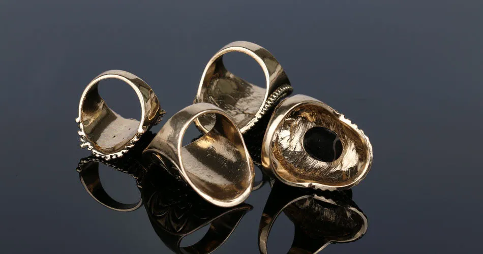 Vintage MiDi Ring 4PCS/Stes Fashion Gold Jewelry Classical Punk Pattern Rings For Women Party Accessories Aros Anel