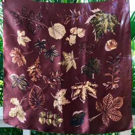 Vintage Silk Scarf Fall Leaves - Square - OOAK