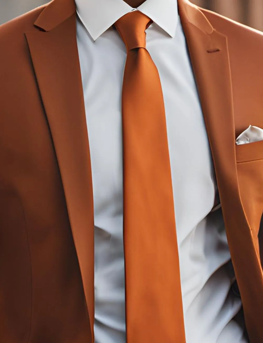 YourTies Dark Coral Solid Skinny Tie Set with Tie Clip